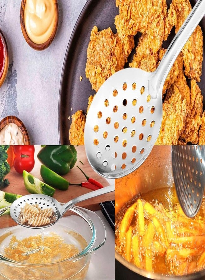 KRIPT 9 Skimmer Spoon for Frying Stainless Steel., 30X8.5X2 Cm, Silver - Image 3